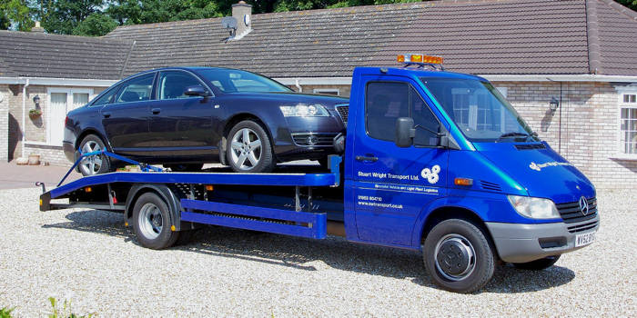 Audi A6 on Stuart Wright Transport's transporter