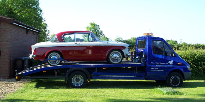 Sunbeam Rapier on Stuart Wright Transport's transporter